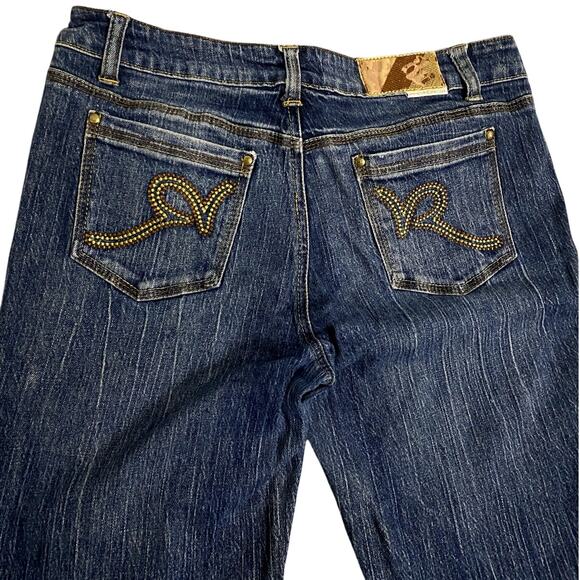 Rocawear Vintage Jeans Womens 11 32X32 Blue Bootcut Stretch Embroidered Street - Picture 1 of 14
